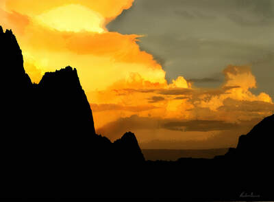 Dramatic mountain sunset in Zion National Park